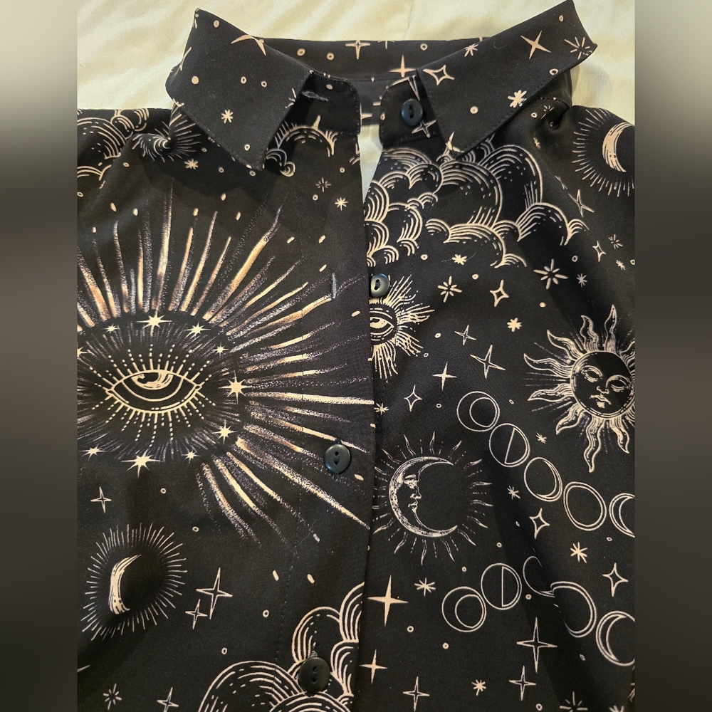 Blackmilk Clothing Womens Celestial Eye Business Time Shirt Limited Size XS - Picture 4 of 10